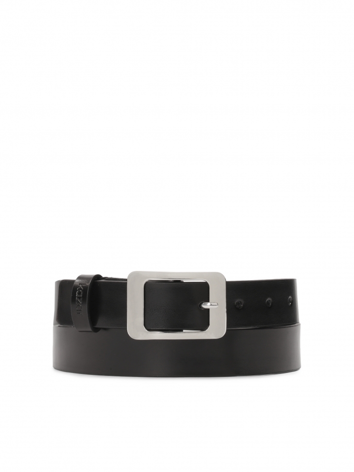 Czarny pasek z licowej skóry