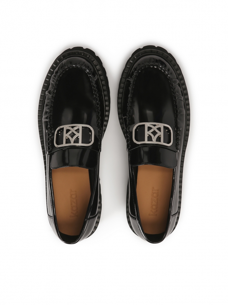 Loafersy z grubą podeszwą i marszczoną cholewką