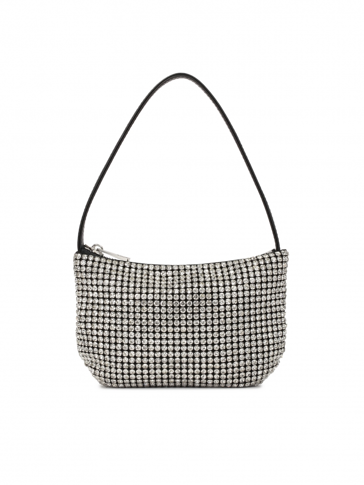 Mała torebka do ręki ze srebrnymi cyrkoniami