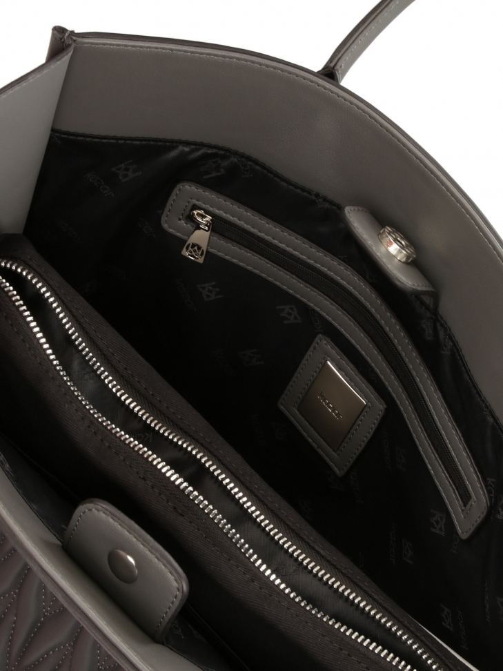 Duża szara torebka z uchwytami i pikowanym korpusem