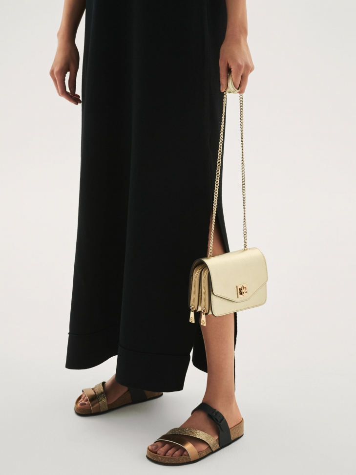 Czarno-ote klapki damskie