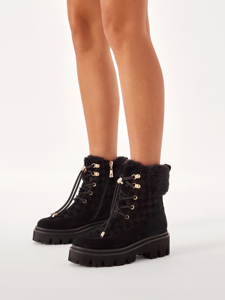 Zamszowe trzewik z futerkiem