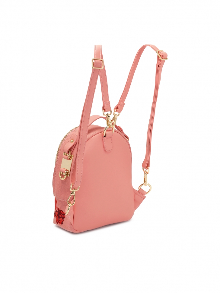 Plecak 2w1 z różowej tkaniny w kwiaty