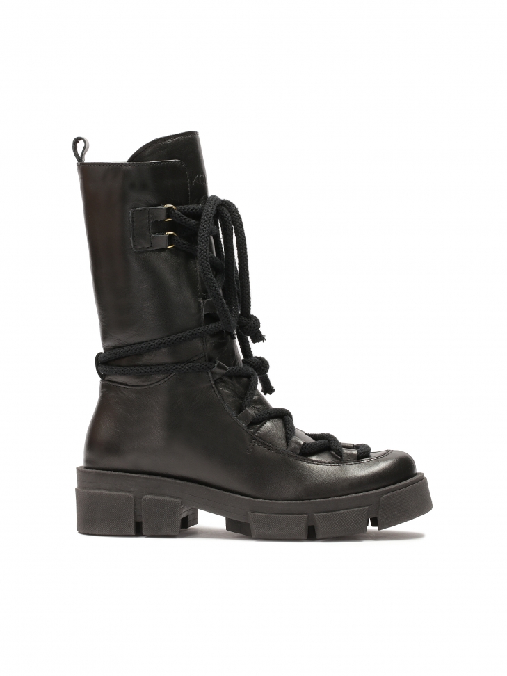 Wysokie sznurowane trzewiki ze skóry