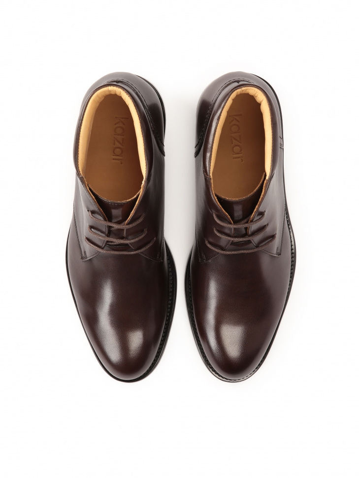 Brązowe trzewiki z licowej skóry