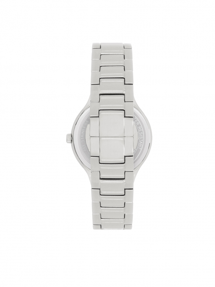 Srebrny zegarek damski z granatową tarczą