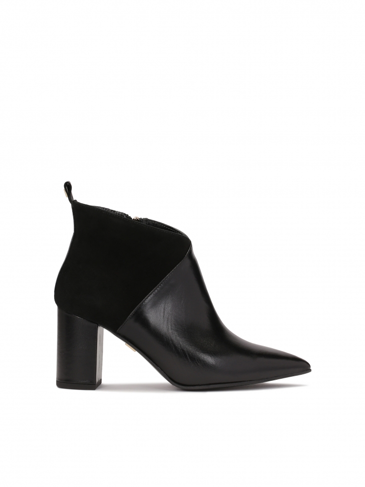 Czarne botki z gładkiej skóry i zamszu