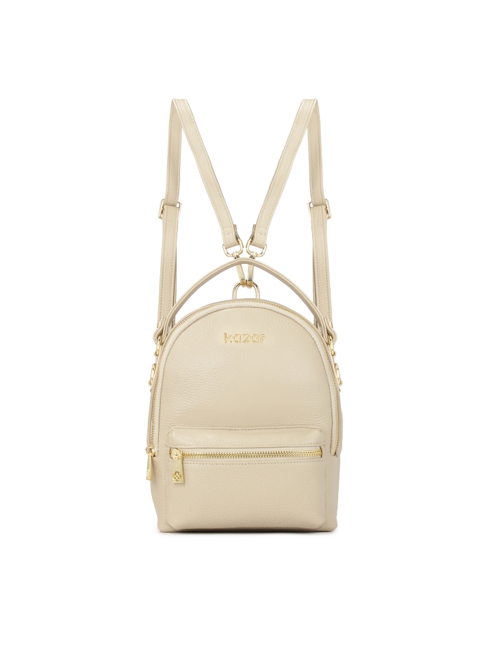 Jasnoszary skórzany torebko-plecak