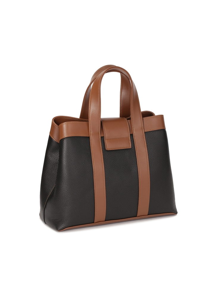 Brązowo-czarna torebka z uchwytami do ręki