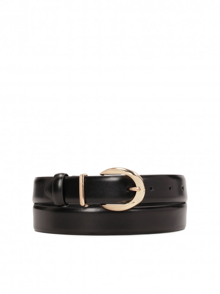 Gładki czarny pasek z minimalistyczną klamrą