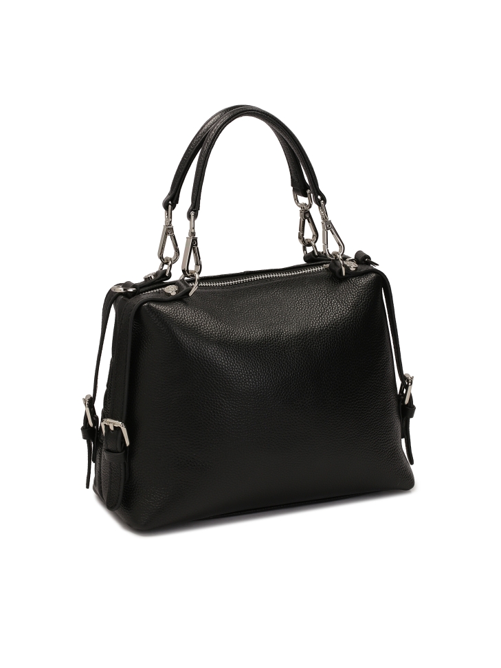 Czarna skórzana torebka z odpinanymi rączkami