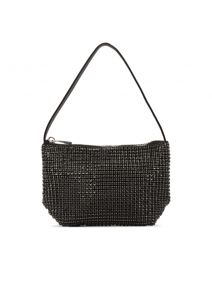 Błyszcząca mała torebka w czarnym kolorze