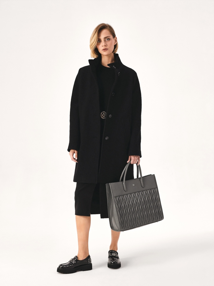 Duża szara torebka z uchwytami i pikowanym korpusem