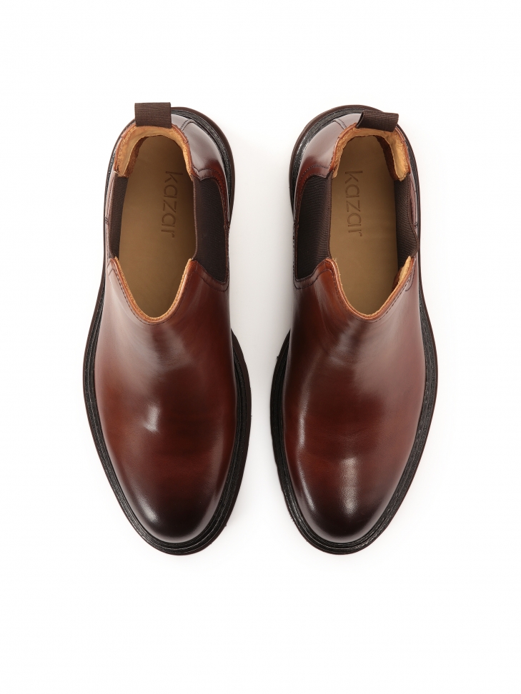 Brązowe skórzane sztyblety męskie