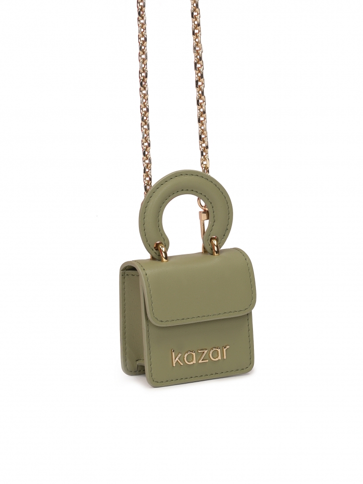 Oliwkowa mini torebka z uchwytem i łańcuszkiem