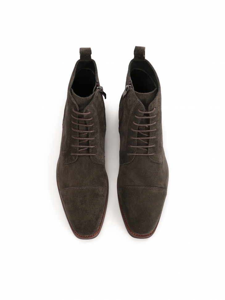 Brązowe trzewiki męskie z zamszu