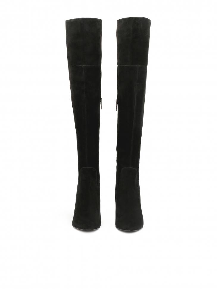 Zamszowe muszkieterki na szerokim obcasie