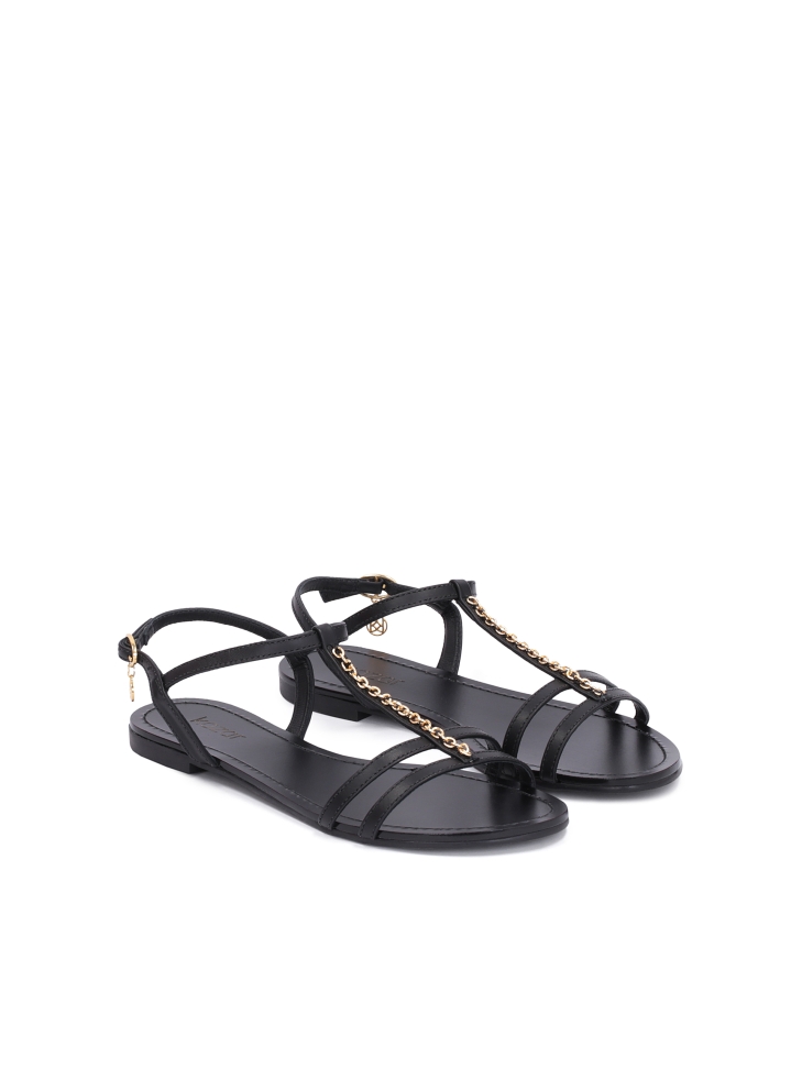 Czarne sandały damskie na płaskiej podeszwie