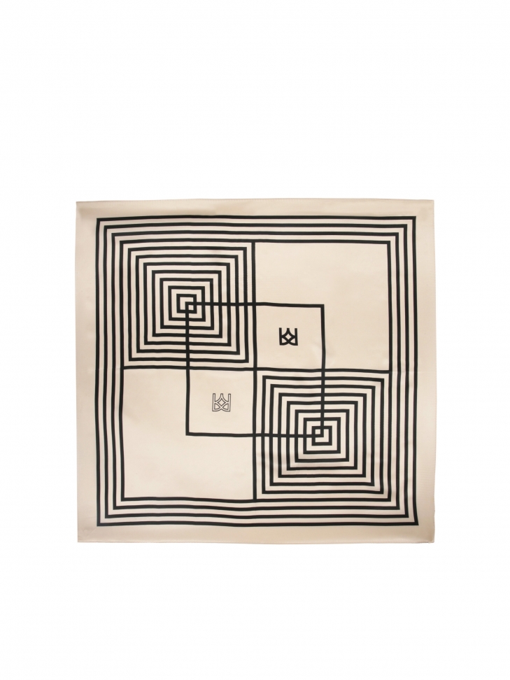 Kremowo-czarna apaszka damska