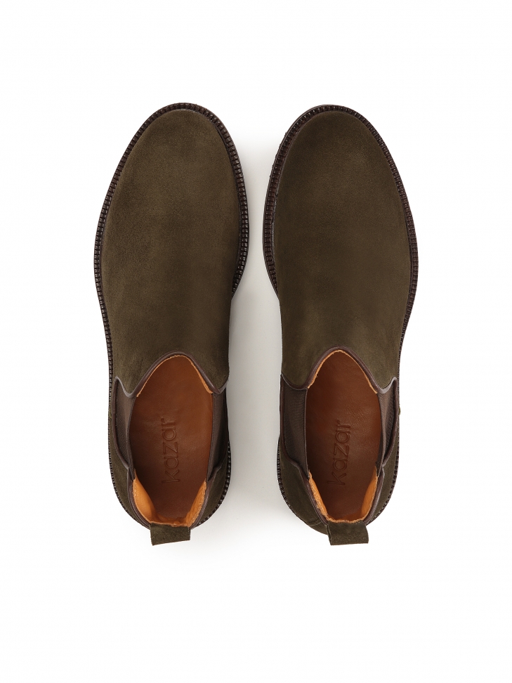 Casualowe sztyblety męskie z zamszu khaki