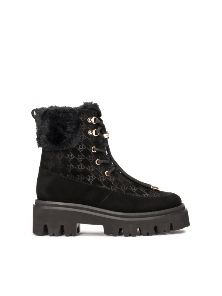 Zamszowe trzewik z futerkiem