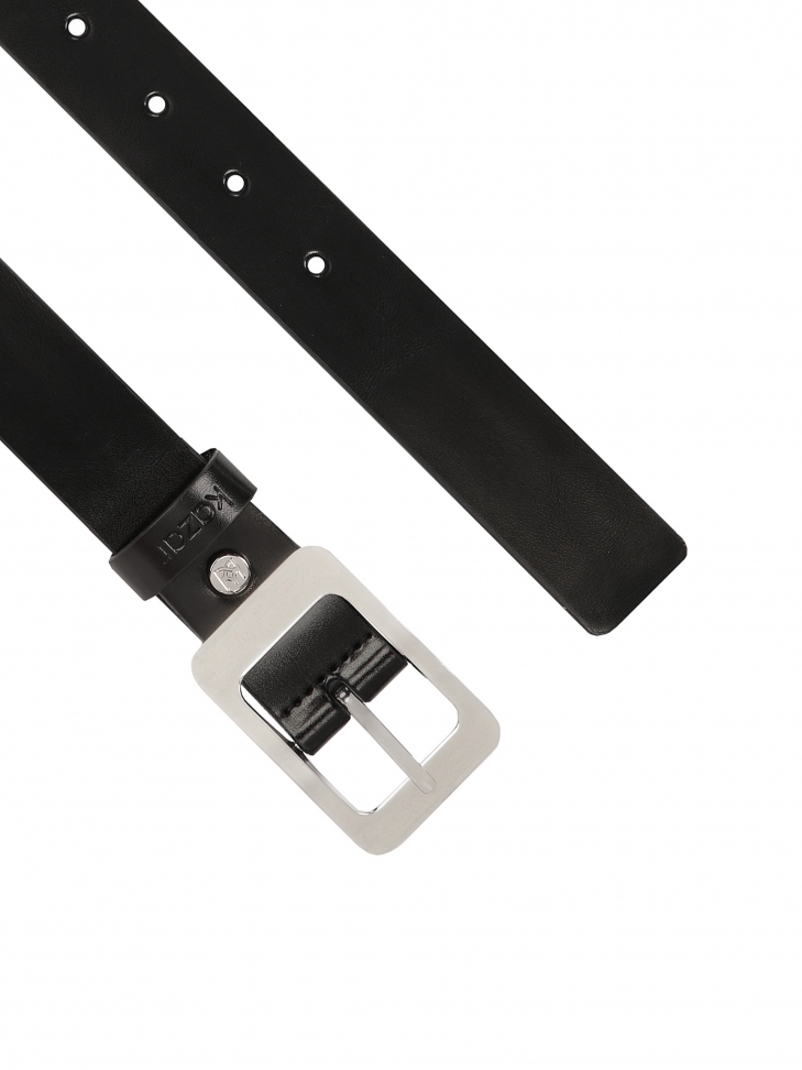 Czarny pasek z licowej skóry