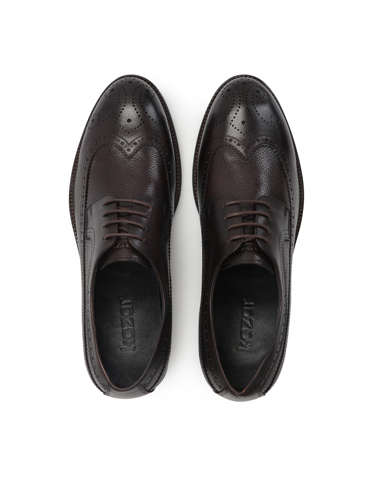 Casualowe brązowe Brogsy męskie ze skóry licowej