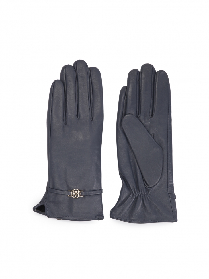 Skórzane rękawiczki damskie w klasycznym fasonie z metalową ozdobą