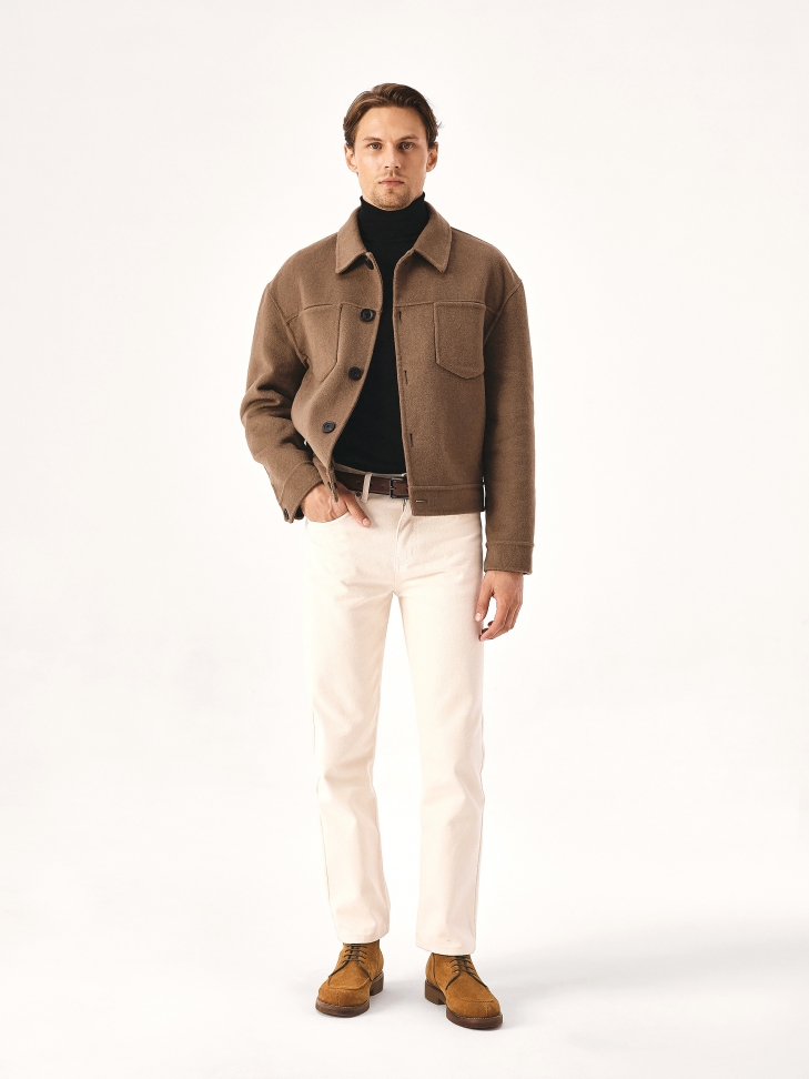 Jasnobrązowe zamszowe trzewiki męskie