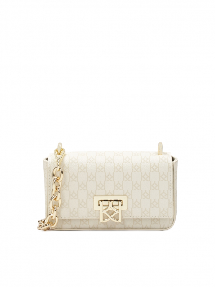 Wzorzysta mała torebka na pasku z łańcuchem