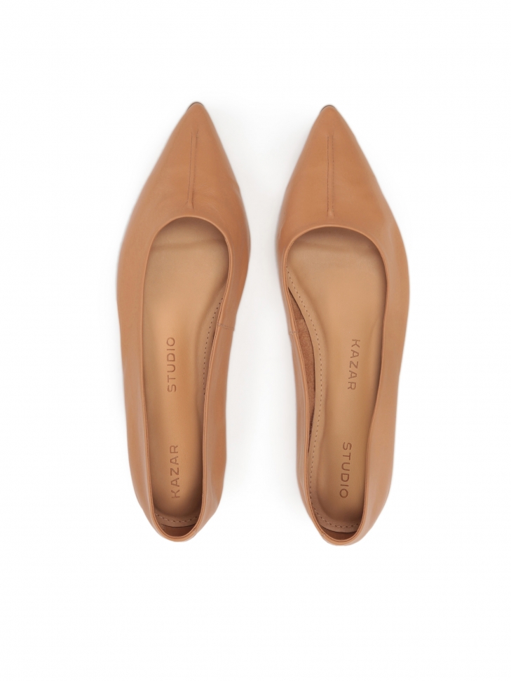 Wygodne baleriny ze skóry w jasnobrązowym kolorze