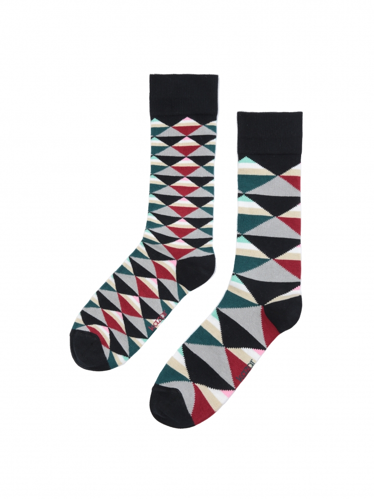 Bawełniane skarpety męskie w geometryczne kształty