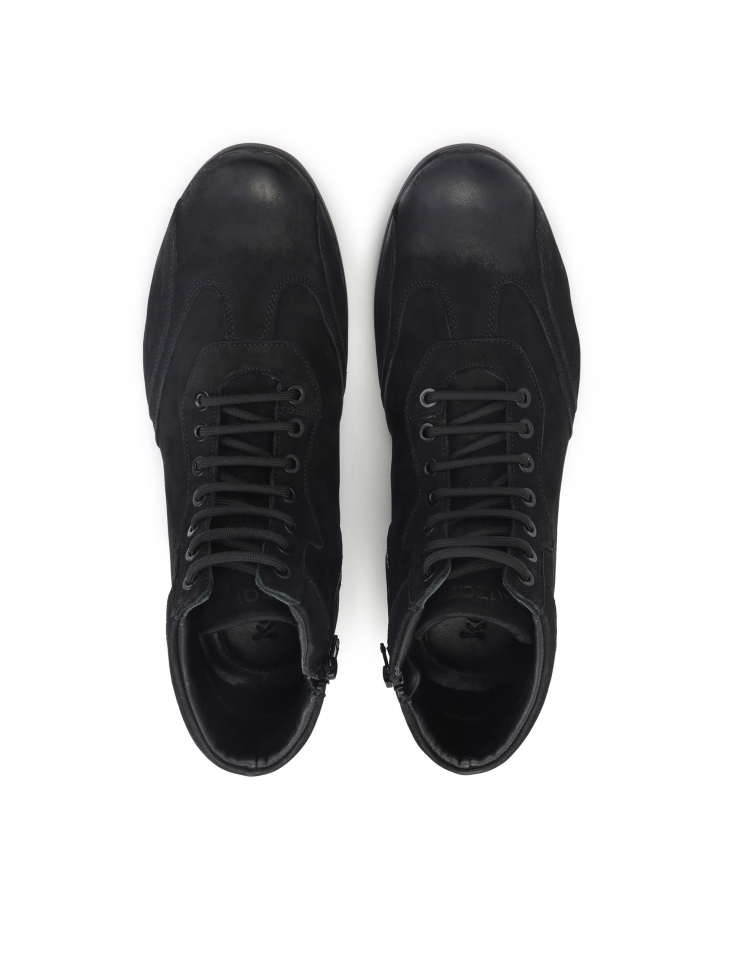 Minimalistyczne trzewiki męskie z czarnego nubuku