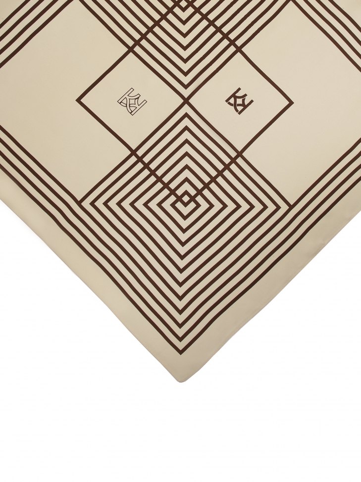 Kremowa apaszka z jedwabiu w regularny wzór