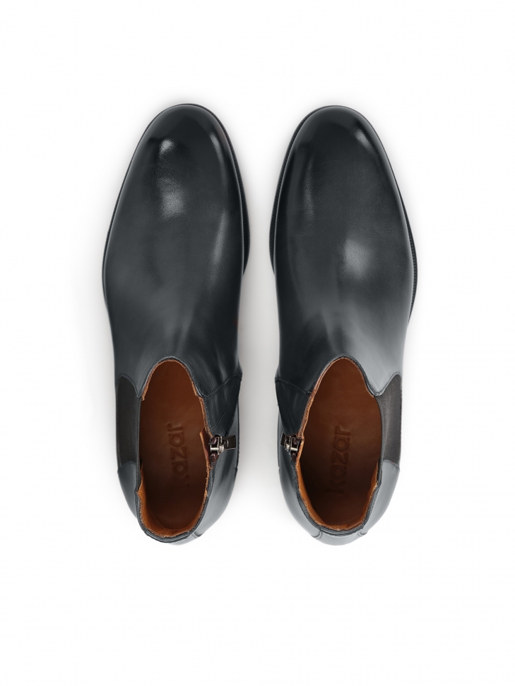 Eleganckie granatowe botki męskie z suwakiem