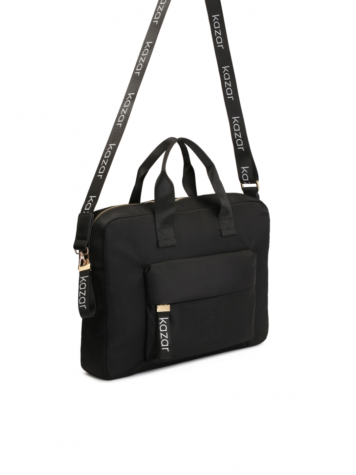 Duża czarna torba na laptopa z materiału tekstylnego