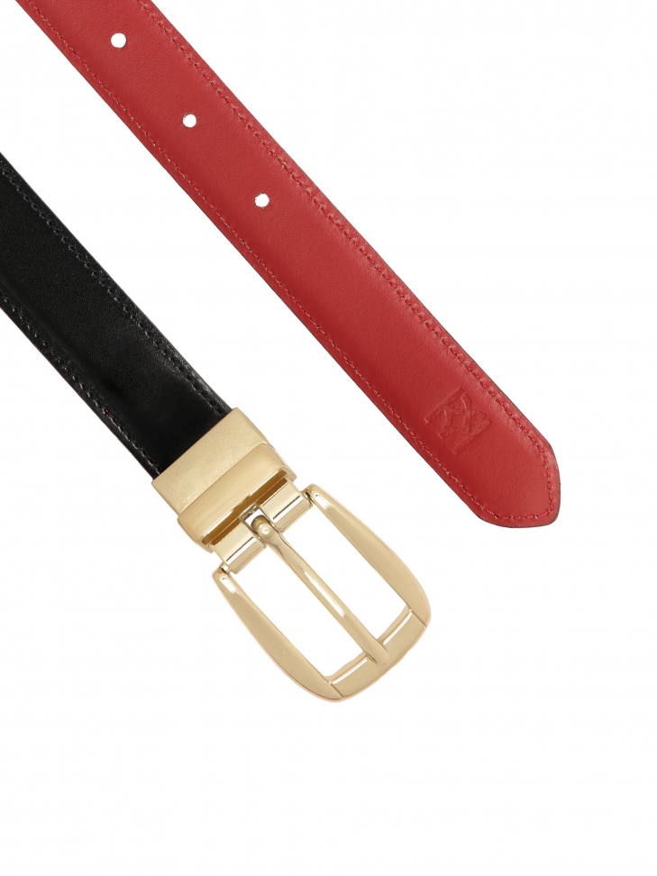 Czerwono-czarny pasek ze otą klamrą