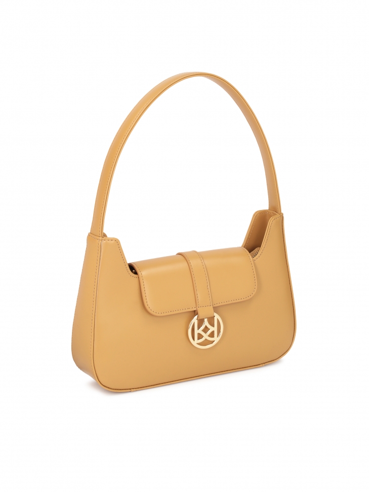 Jasnobrązowa torebka baguette z klapką