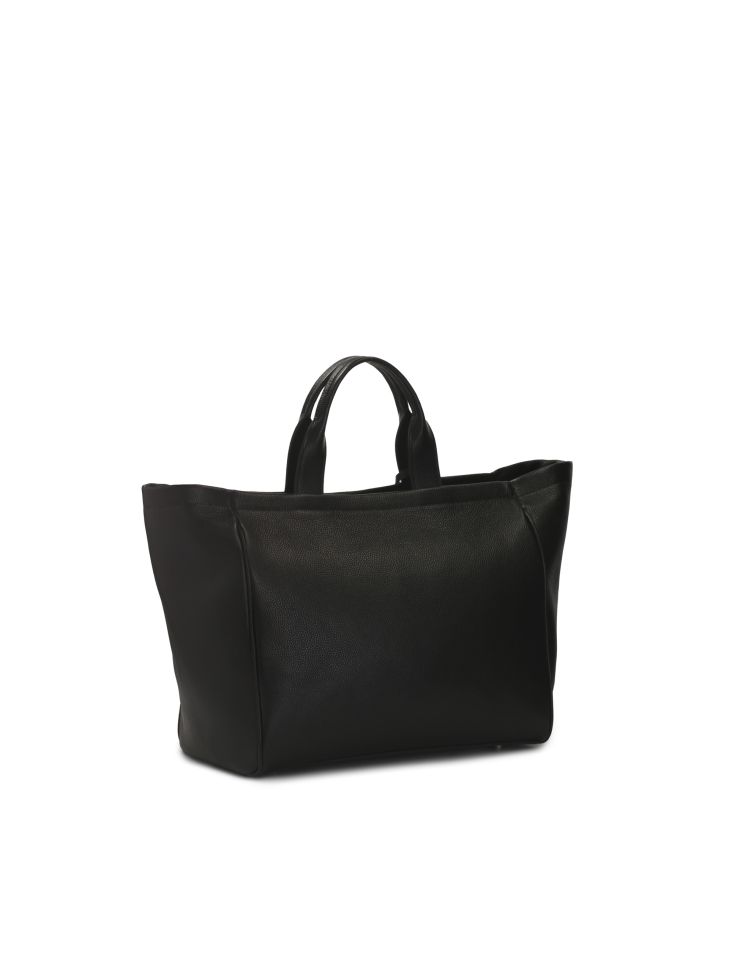 Czarna duża torebka z miękkiej skóry