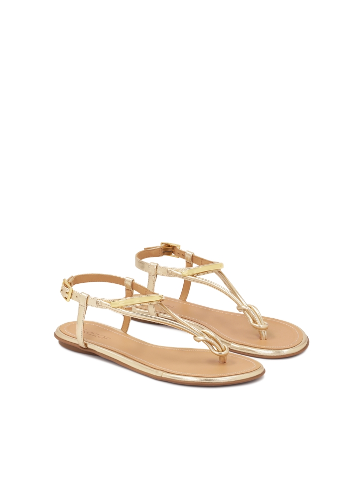 Skórzane płaskie sandały typu japonki