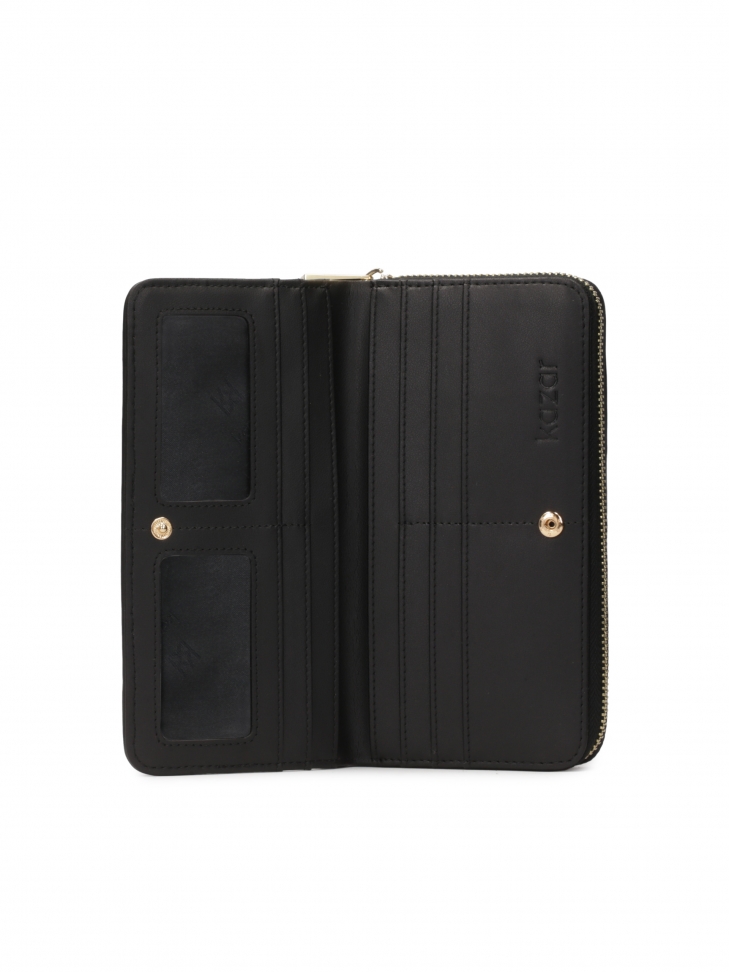 Duży skórzany portfel z efektownym marszczeniem