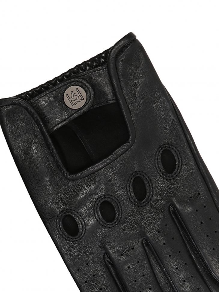 Czarne skórzane rękawiczki męskie samochodowe