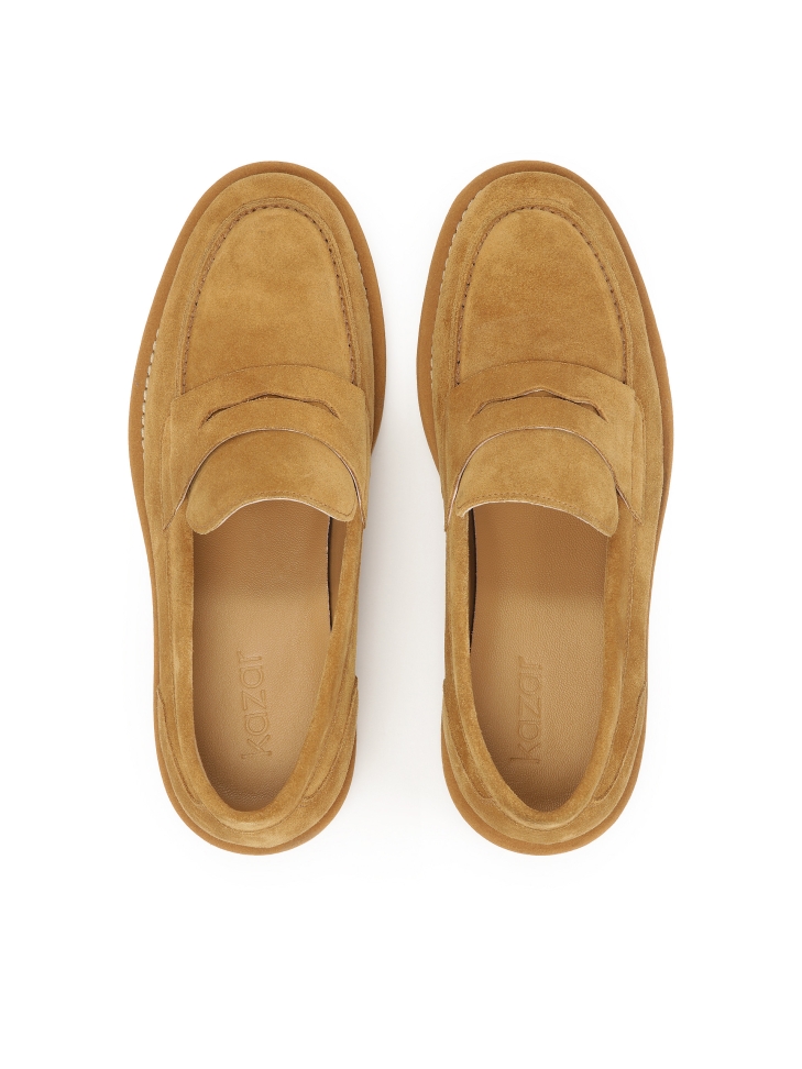 Jasnobrązowe zamszowe półbuty slip-on