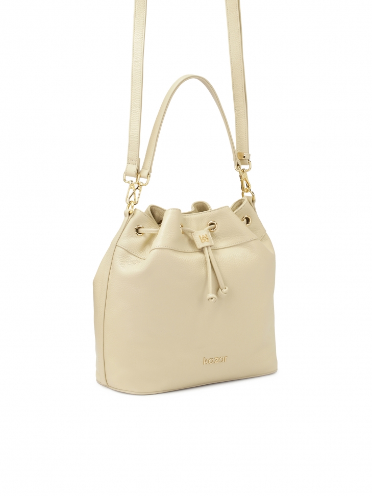 Kremowa torebka worek z dwoma paskami