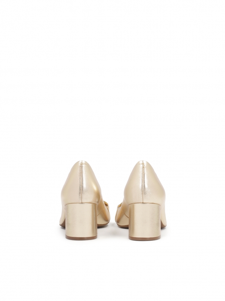 Złote czółenka z wkładką komfort