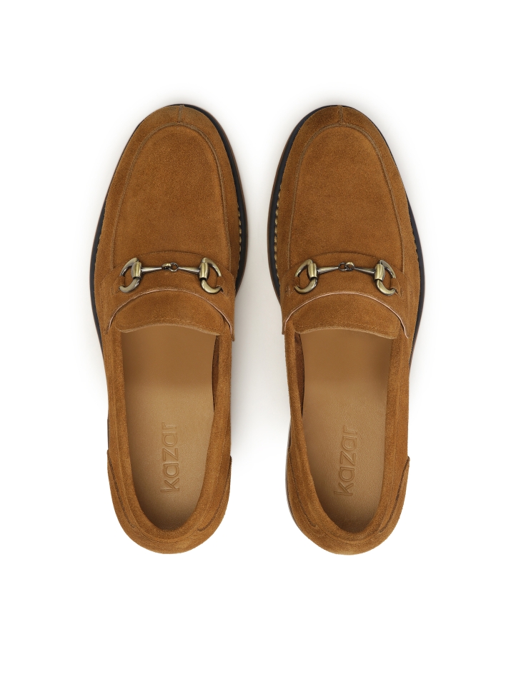 Brązowe zamszowe loafersy
