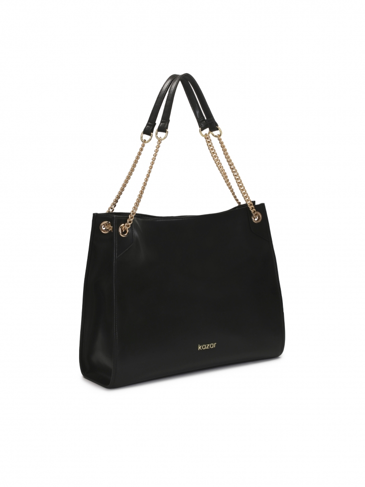 Duża prosta torebka z łańcuchami na ramię