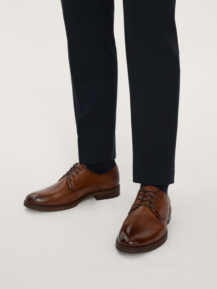 Jasnobrązowe sznurowane półbuty męskie