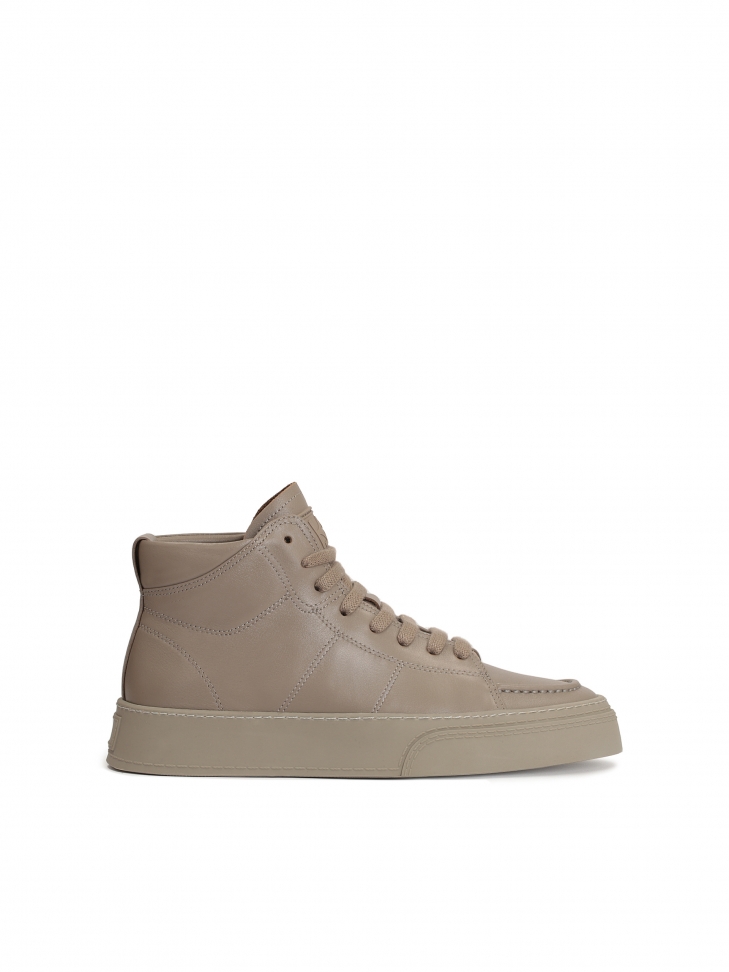 Sznurowane skórzane sneakersy męskie z wyższą cholewką