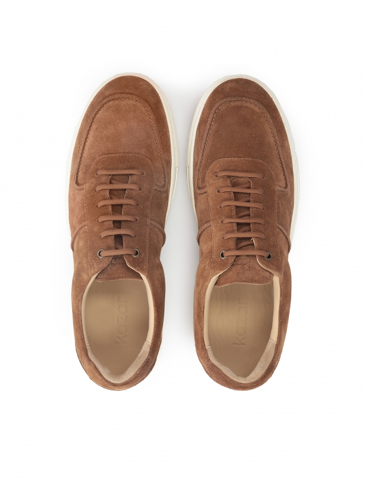 Zamszowe sneakersy męskie na grubej podeszwie ze żłobieniem